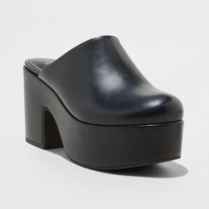 a new day Black Platform Mule Clogs with Block Heel